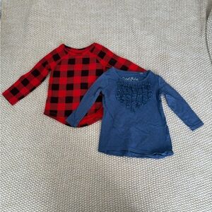 Cat & Jack Red and Black Plaid Shirt, Freestyle Blue Floral Shirt